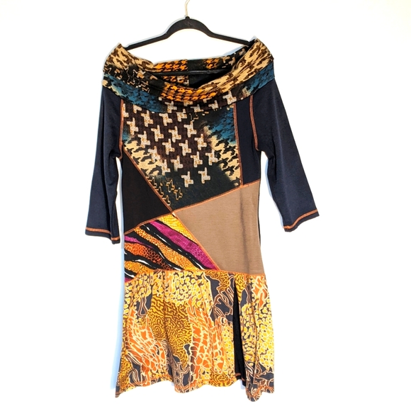 Isle Apparel Dresses & Skirts - Isle Apparel Off Shoulder Patchwork Dress, Medium